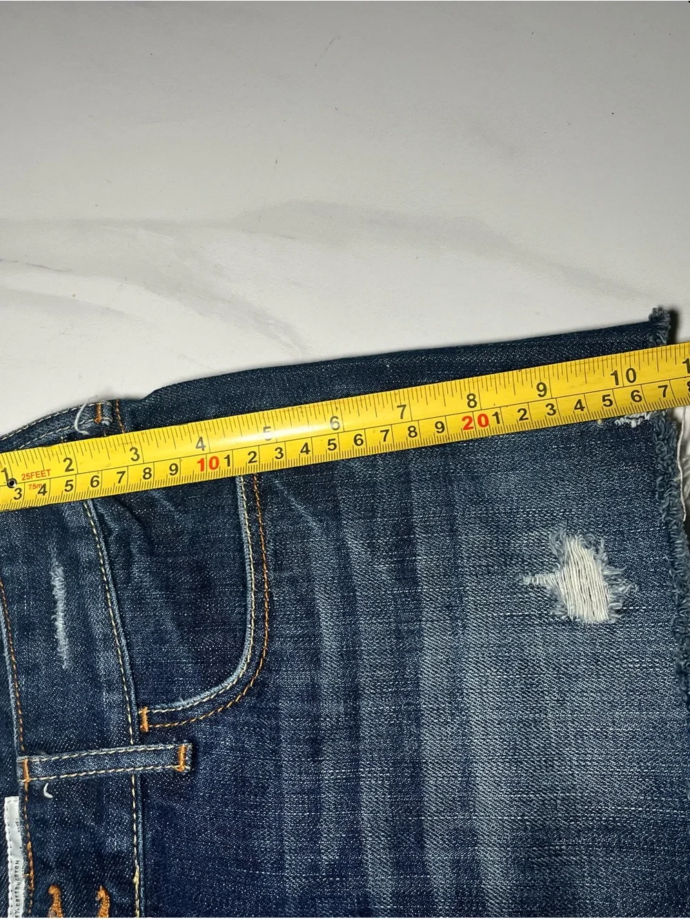 Hollister Distressed Dark Blue Denim Mini Skirt
